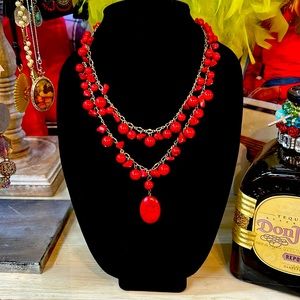 Vintage red bubble necklace costume.